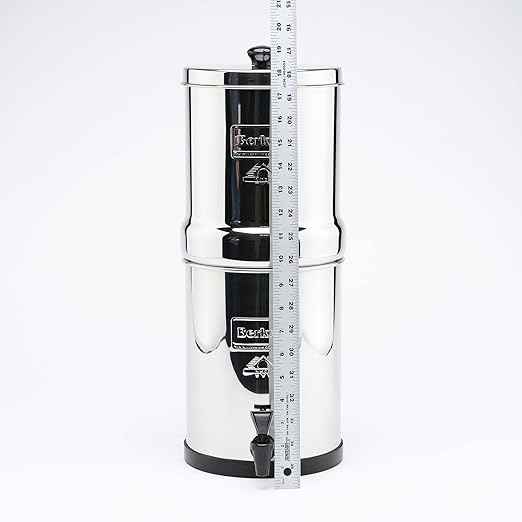 Travel Berkey Gravity-Fed Water Filter with 2 Black Berkey Elements + 2 Berkey PF-2 Fluoride and Arsenic Reduction Elements—Use at Home or Outdoors