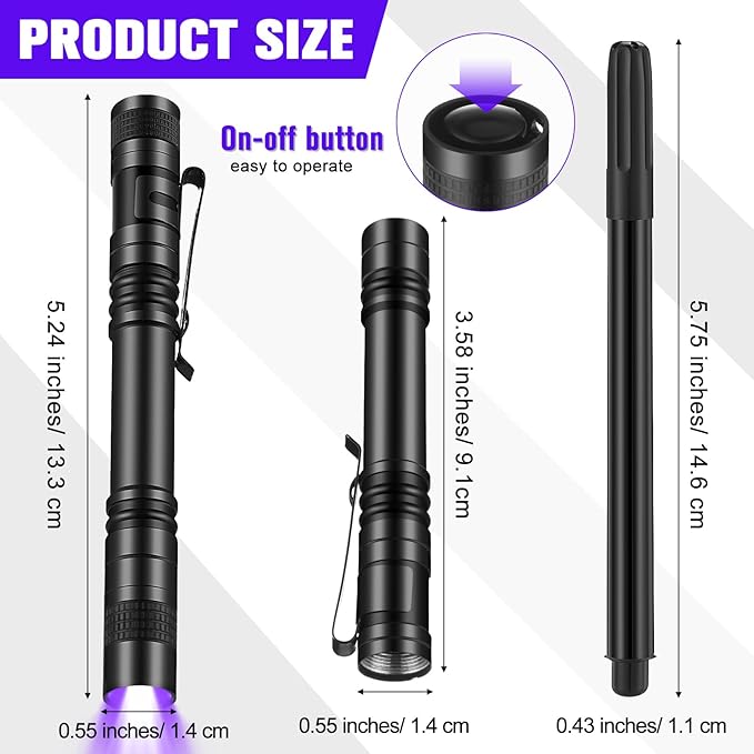 Tegeme 8 Pcs Black Light Markers Set 4 Invisible Ink Pen 4 Mini UV Flashlights Invisible Ink Marker Disappearing Pen for Spy Gadgets Secret Message Gift Party Favors(Black)
