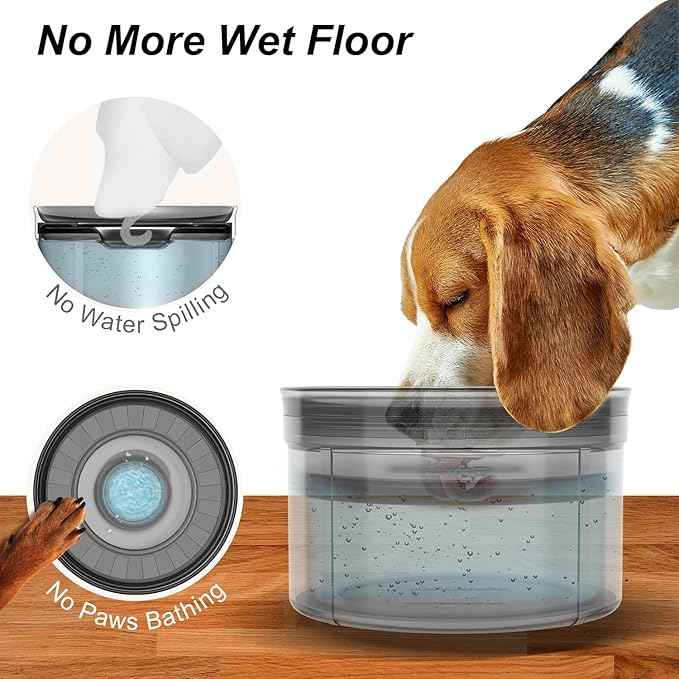 1Gallon No Spill Dog Water Bowl-3.8L Large Capacity, BPA-Free, Anti-Splash & Anti-Digging Design with Non-Slip Base for Messy Drinkers
