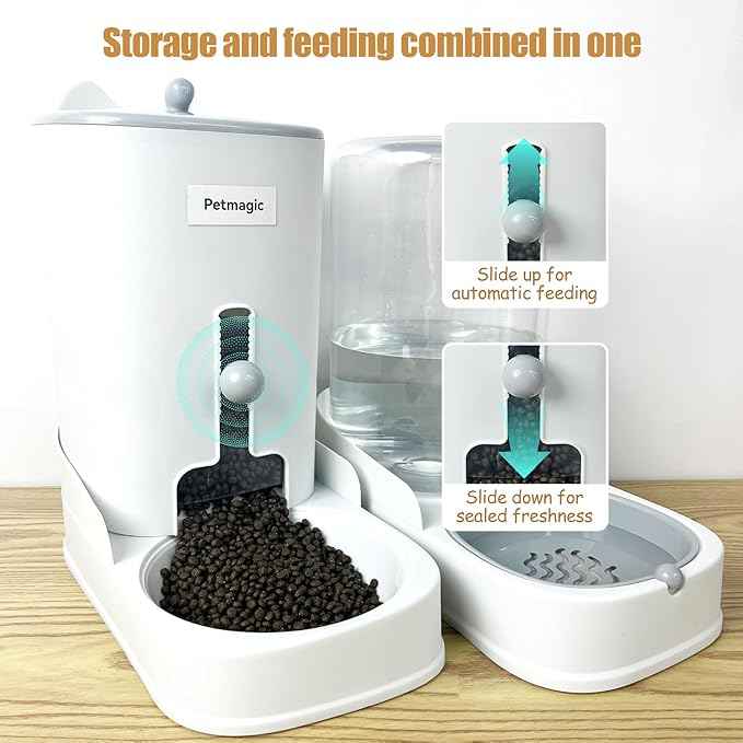 Gravity cat Feeder by Petmagic is a 3.6L Large-Capacity cat Food and Water Bowl Set. This Two-Piece Set is Suitable for pet Feeding, Including Small and Medium-Sized Dogs, Kittens.
