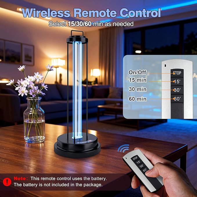 UV Light Sanitizer, 40W Metal Ultraviolet Sanitizer with Ozone, Ultraviolet Light with 3 Speed Timings, Home Disinfection Device, Dust Mites Remover for Room, Kitchen, Hotel, Office