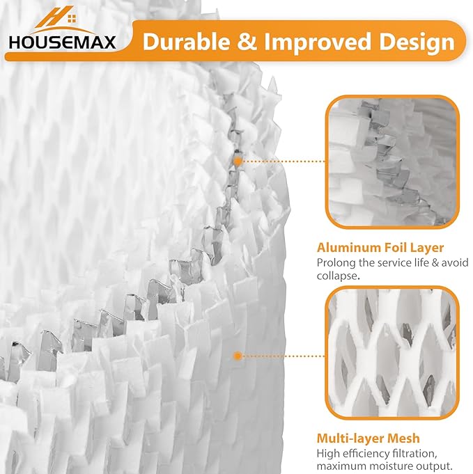 HOUSEMAX 2 Pack WF2 Humidifier Filter Replacements with 2 Humidifier Cleaning Fish, Compatible with Vicks V3100 V3500 V3600 V3700 V3800 V3900, Honeywell HCM-350, Kaz 3020, Sunbeam 1118, ECM-250i