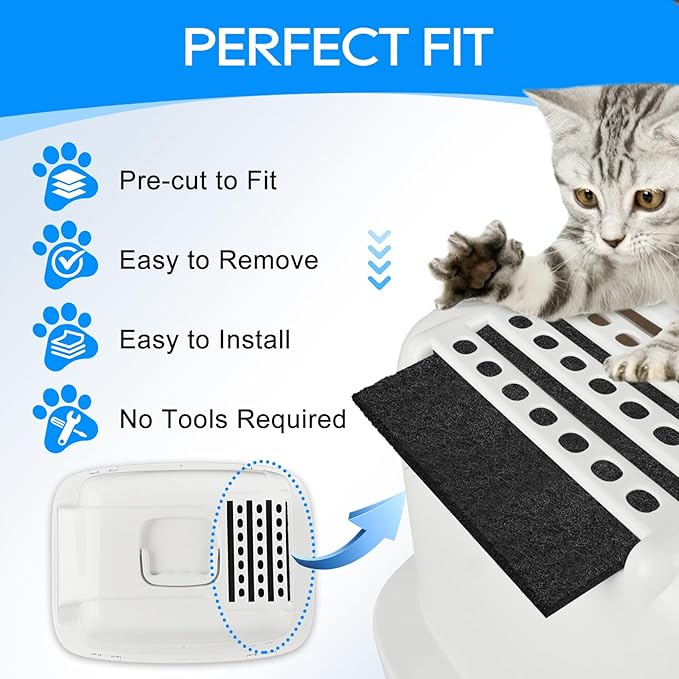 Litter Box Filter Compatible with Van Ness Large Cat Litter Box CP6, Charcoal Filters Replacement for Hooded Cat Litter Boxes & Pans,Carbon Odor Filters for Pureness F6 Zeloite Air Filter 6PCS