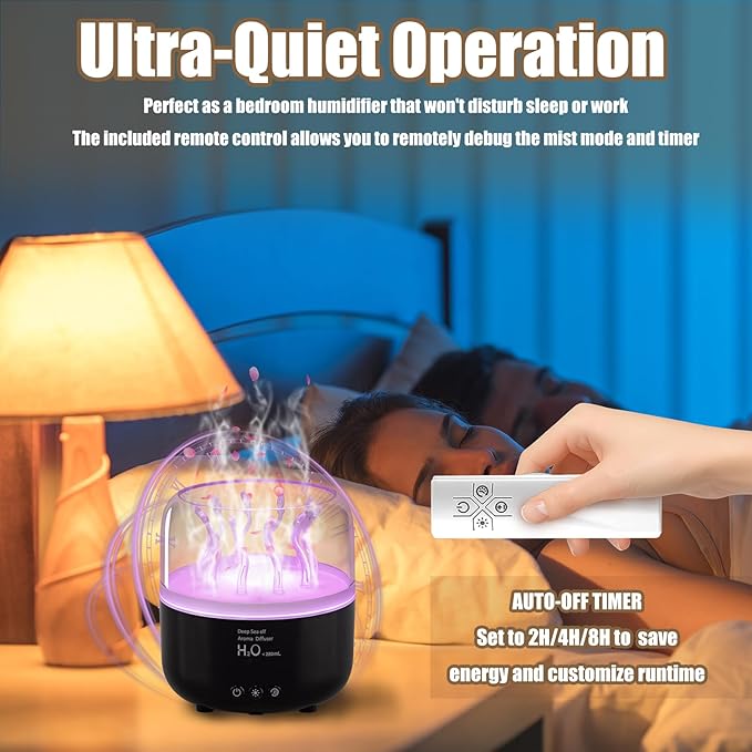 Jellyfish Humidifier Diffuser, 280ml Essential Oil Diffuser with Remote, 7 Color Lights, Quiet Ultrasonic Cool Mist Humidifier for Home, Office, Nursery, Auto-Off (Black)