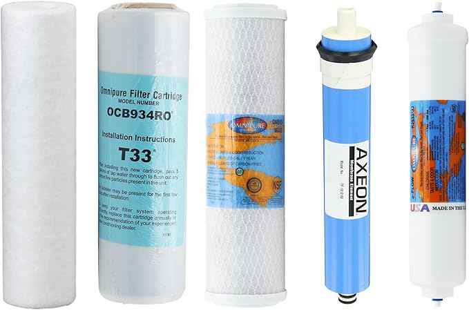 iSpring RTW5 Compatible Reverse Osmosis Water Filter Replacement Kit 1-Year 5-Stage Set with 50 GPD Membrane for iSpring RTW5 RO Systems Includes Pre and Post Filters