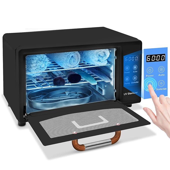 CGBE UV Cleaning Cabinet For Nail Tools: UV + Drying Cleaning Machine, 10 L Salon Tools Cleaning Cabinet With Timer Setting for Salon, Manicure, Home, Barbers, and Spas - Black