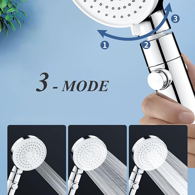 Shower Head with ON/Off Pause Switch, Filter Shower Head for Hard Water to Increase Pressure 3 Modes Spray Function