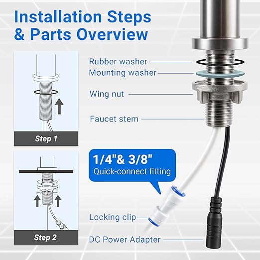 LCF LED UV͎ Ultrąviolët Filtered Water Faucet, Drinking Water Faucet, Reverse Osmosis(RO) Faucet for Kitchen Bar Sink, Reduces Up to 99.9% of Baçtёria, 304 Stainless Steel, Mercury-Free & Lead-Free