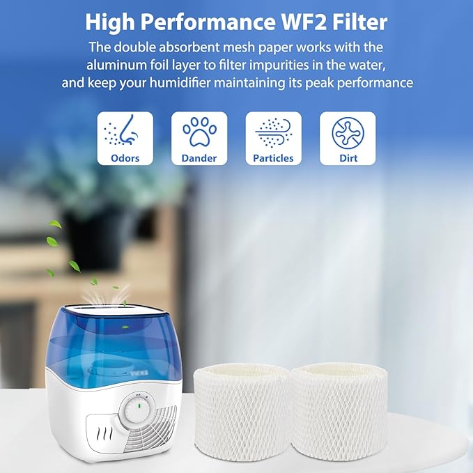 Extolife 6 Pack WF2 Humidifier Filters for Vicks Humidifier V3100 V3500 V3600 V3700 V3800 V3850 V3900, for Honeywell HCM-350 HCM-630 HCM-300T, for Kaz 3020, for Sunbeam 1118 1119, ECM-250i, ECM-500