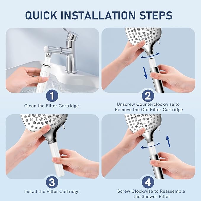 2 Pack Replacement Filters for Shower Head with Handheld, Water Softener Filters Beads for Hard Water, Remove Chlorine, Reduces Dry Itchy Skin