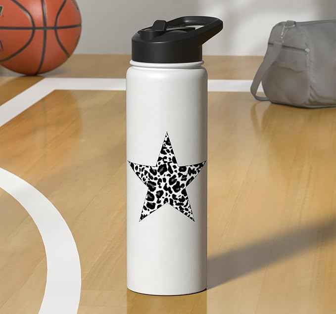 Star Shape - Cute Cheetah Leopard Print Graphic Stainless Steel Insulated Water Bottle