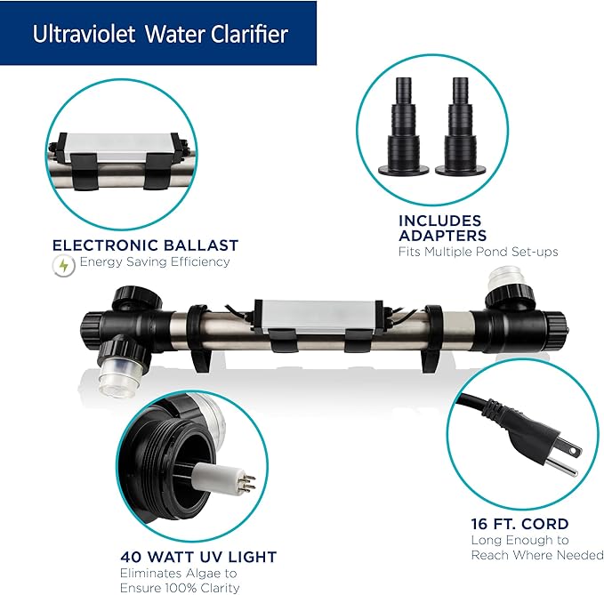 Alpine Corporation 40 Watt UV Clarifier for Fountains, Waterfalls, and Water Circulation Out of Water Use