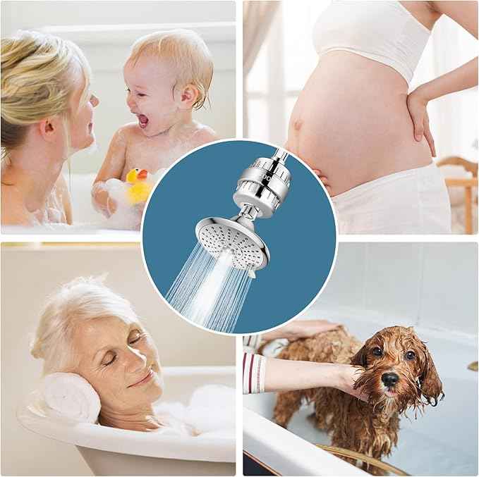 JDO Shower Filter for Hard Water - 18 Stages High Output Shower Head Water Softener to Remove Chlorine Fluoride Heavy Metals (Chrome)