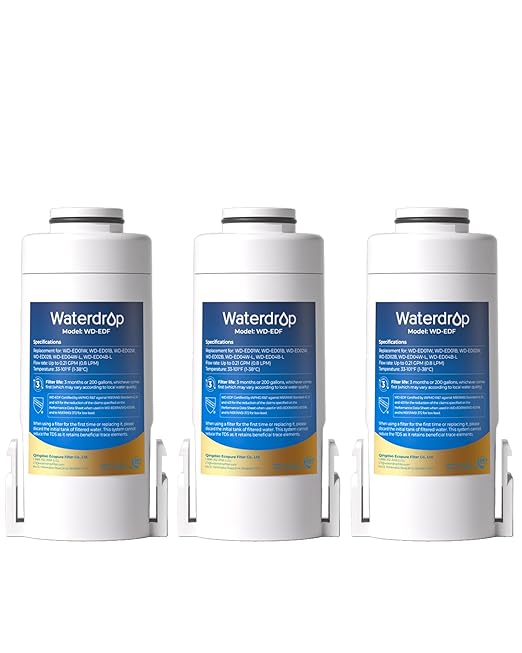 Waterdrop WD-EDF Replacement Filters for Waterdrop Electric Water Filter Pitcher WD-ED01/ED02/ED04, 3 Months or 200 Gallons, NSF/ANSI 401&53&42, 3 Filters