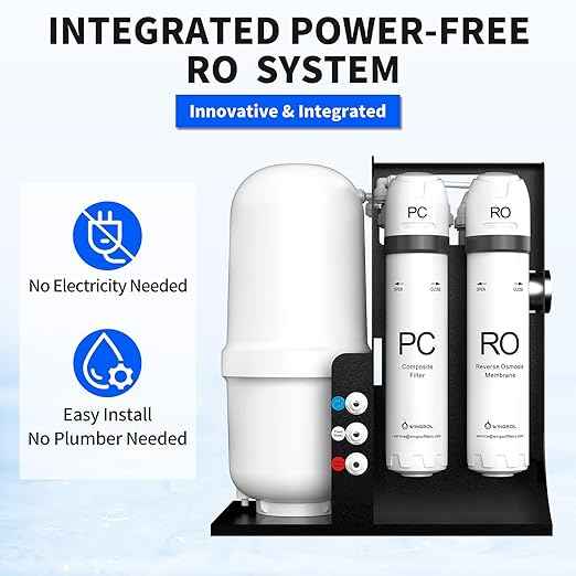 WINGSOL Integrated Reverse Osmosis Water Filter, NSF/ANSI 42&53&58, 10-Stage Under Sink RO Filtration System for pH+ Alkaline Remineralization Water, Easy Installation, No Electricity Needed