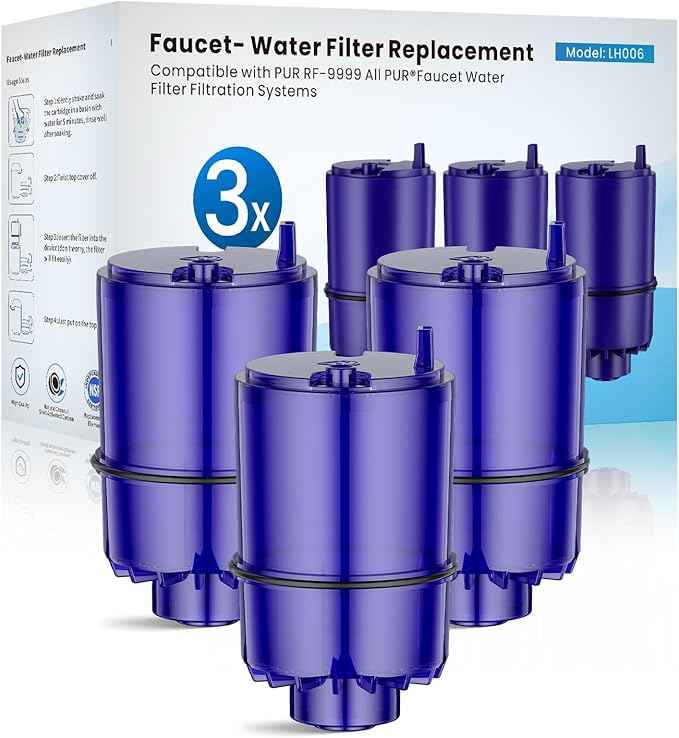 Faucet Water Filter Replacement Fit for All PUR, for PUR Plus Faucet Filtration Systems, NSF Certified Water Filter Compatible with Pur RF-9999, 3 Pack