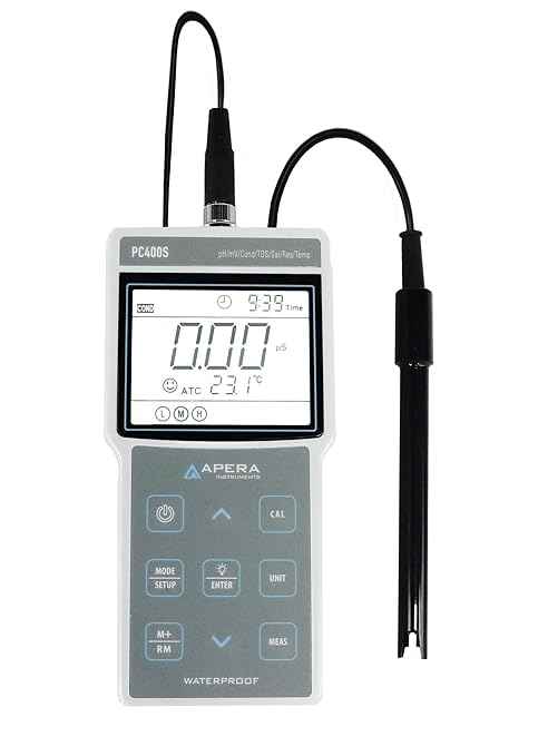 Apera Instruments AI423 PC400S Portable Multi-Parameter Meter Kit (pH/EC/TDS/Salinity/Resistivity/Temp.), 1.3" Height, 3.4" Wide, 7" Length