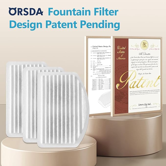 ORSDA Cat Water Fountain Filters, Carbon and Resin Filters ONLY for 100oz/3L Automatic Pet Fountain Dog Water Dispenser, 3 Triple Filtration System（12 Pcs）