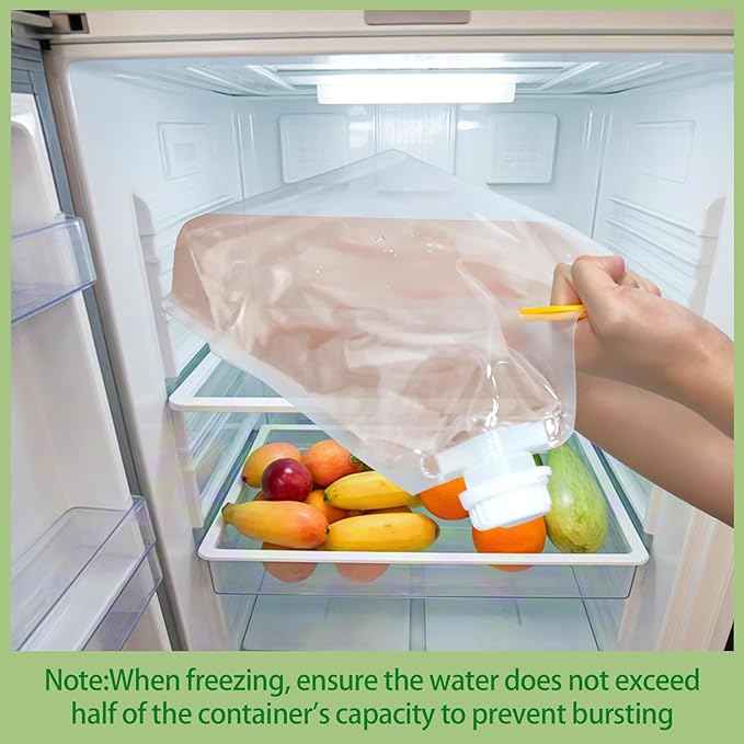 40 Pcs 1.3 Gallon Collapsible Water Storage Bag with Funnel and Stickers Leakproof Emergency Jug Container Clear Plastic Water Bladder Outdoor Flat Pouch for Hiking Sport Backpack Camping