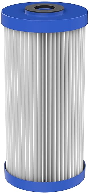 Pentair Pentek R50-BB Big Blue Sediment Water Filter, 10-Inch, Whole House Pleated Polyester Filter Cartridge, 10" x 4.5", 50 Micron, Pack of 8, White