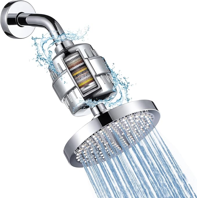 Filtered Shower Head with 23 Stage Water Softner,High Pressure Shower Filter Head for Hard Water,Powerful Shower Head with Filters,Reduces Chlorine and Heavy Metals(6