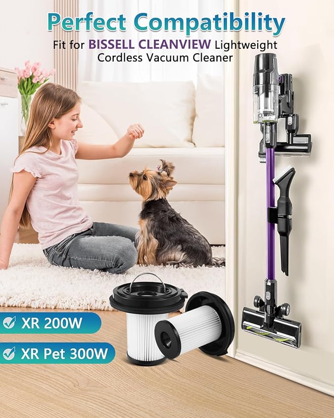 4 PACK Cleanview XR Filter Replacement Compatible with Bissell Cleanview XR 200W/ Cleanview XR Pet 300W/ Powerlifter Turbo Cordless Stick Vacuum Cleaner 3789U, 3789X, 3789, 3797V, 3797W, 3797, 1638010 - AquaVibe