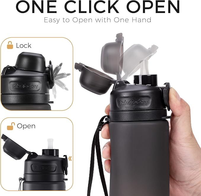 TakeToday Collapsible Water Bottles 20oz (600mL), Foldable Platinum Silicone Travel Water Bottle with Straw & Carry Strap, Leak-Resistant Screw Lid, Wide Mouth, BPA-Free for Hiking, Camping, Travel