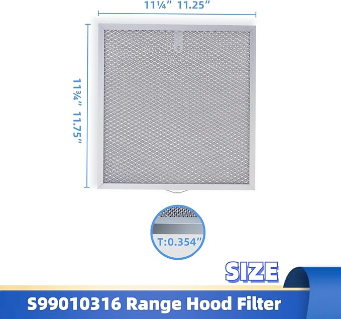 S99010316 Range Hood Grease Filter 11 1/4" x 11 3/4", Kitchen Hood Filter 5-layer aluminum mesh for BPQTAF, WA65AF, NTK7450000, 990721400, 990721400A 2-pack