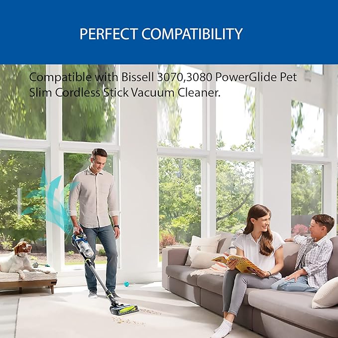6 Pack Filter Replacement Compatible with Bissell 3070, 3080 PowerGlide Pet Slim Corded Cordless Stick Vacuum Cleaner, Washable and Reusable, Compare to Part: 1623102 - AquaVibe