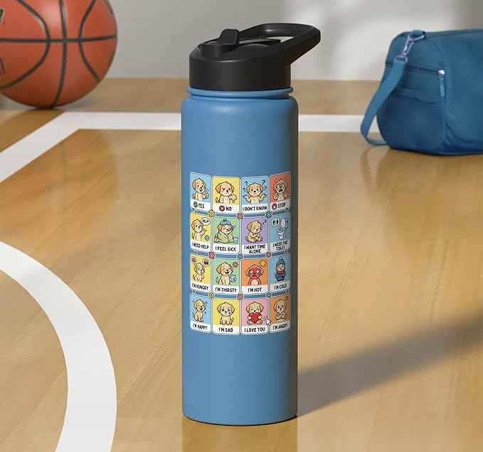 Autism ACC Communication Dog Lovers Kids Cute Autistic Stainless Steel Insulated Water Bottle