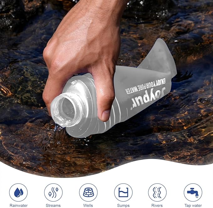 Water Filter Survival - 1000ml Collapsible Water Bottle with Filter Squeeze Filter Bottle Befree or Peak Series for Hiking Backpacking Camping,With NSF/FDA Certification BPA-Free(White)