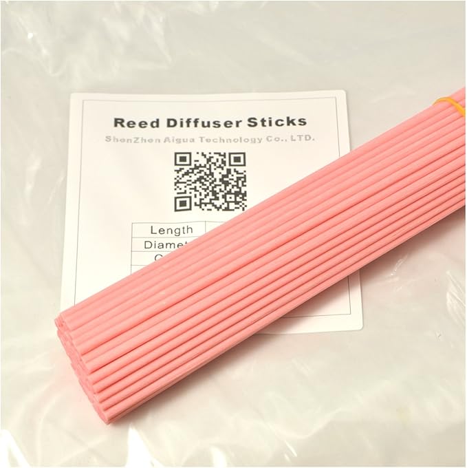 50 Pieces Fiber Reed Diffuser Replacement Refill Sticks for Aroma Fragrance (Pink, 10" x3mm) - AquaVibe