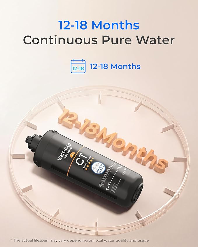 Waterdrop WD-10CT Under Sink Water Filter, Replacement for Waterdrop TSA & TSB 3-Stage Under Sink Water Filter System