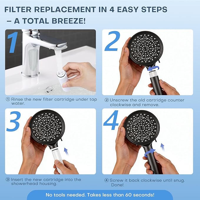 6 Pack Shower Filter Replacement Compatible with Cobbe Shower Head Filter Replacement, 20-layer Shower Filter Replacement for Hard Water,Remove Chlorine and Harmful Substances