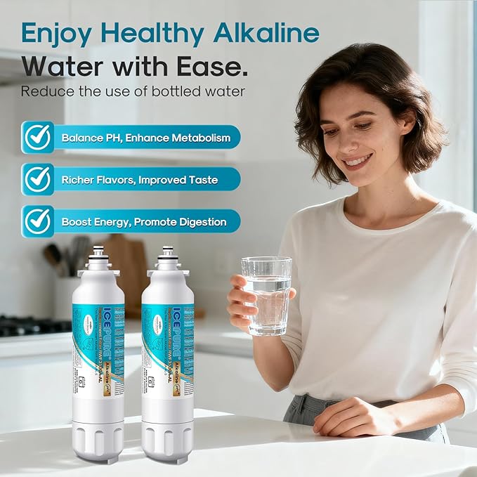 ICEPURE Alkaline ADQ73613401 Refrigerator Water Filter Replacement for LG LT800P, LT800PC, ADQ75795104, ADQ736134, ADQ73613402 Kenmore 9490 46-9490 LSXS26326S LSXS26366S LMXS30776S, Enhances PH, 3Pack