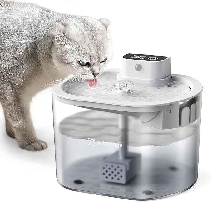 Wireless Cat Water Fountain, 84oz/2.5L Battery-Operated Automatic Cat Water Dispenser with Motion Sensor, BPA-Free Cordless Water Fountain for Pet Small Dog – Ideal for Indoor Use
