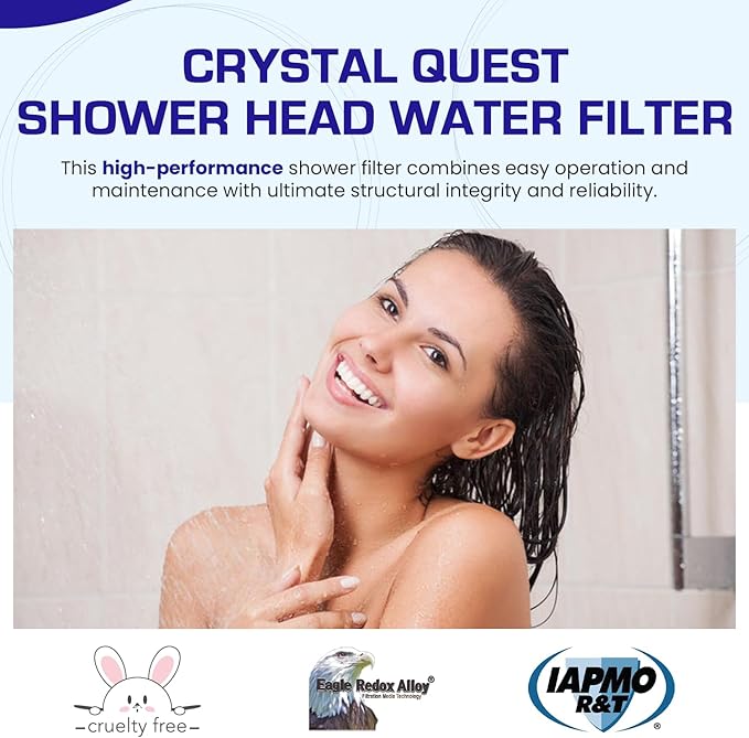Crystal Quest Shower Filter without Shower Head - Gold - Advanced Multi Stage Filtration for Cleaner Water - Removes Chlorine, Heavy Metals - Promotes Healthier Skin, Softer Hair - Long-Lasting
