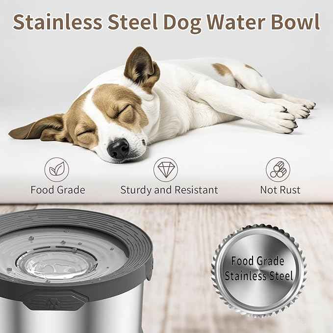 12L Dog Water Bowl No Spill 3.1 Gallon Super Large Capacity Stainless Steel No Splash Dog Bowls 405oz Slow Drinking Feeder with Non-Slip Base Pet Water Dispenser for Dogs