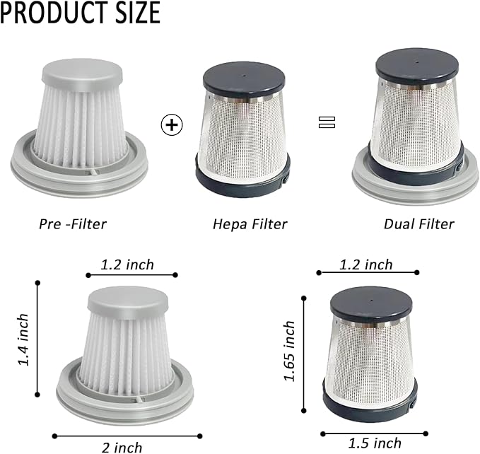 6 pack Washable Hepa with 2 pack Stainless Steel Pre-filter,Hepa Filter Replacement Compatible with Fanttik V8 Series (Fanttik Slim V8 Mate Vacuum & Fanttik V8 Apex Vacuum) - AquaVibe
