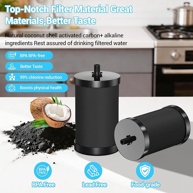 2387 Pro Filter Replacement Compatible with Alexapure 2387 Pro Water Filter Replacement, Reduces chlorine, etc，Last Up to 5000 Gallons,3-stage purification filter Upgraded version Black (2)