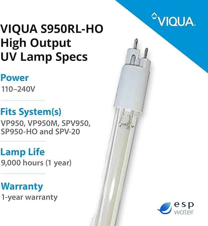 Viqua S950RL-HO High-Output UV Lamp Replacement for VP950, VP950M, SPV-950 Model Systems- UV Light Water Treatment, Genuine OEM uv Bulb Replacement