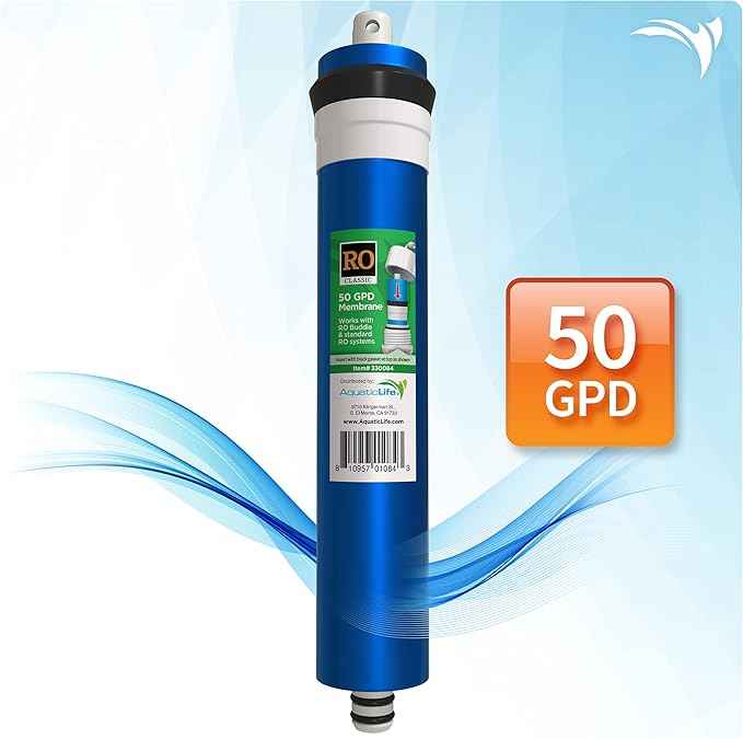 AQUATICLIFE 50 GPD Membrane Filter Replacement Cartridge for Reverse Osmosis Deionization Water Filtration Systems RO/RODI Filter Units, 1.7"x11.75"
