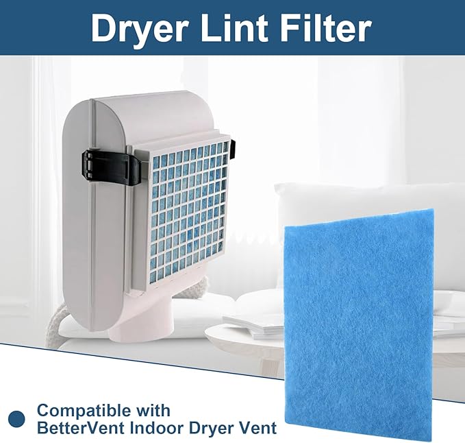 Dryer Filter Replacement for Better Vent Indoor Dryer Vent,Polyester Dryer Lint Filter,Universal Lint Trap Pad,12 Pack - AquaVibe