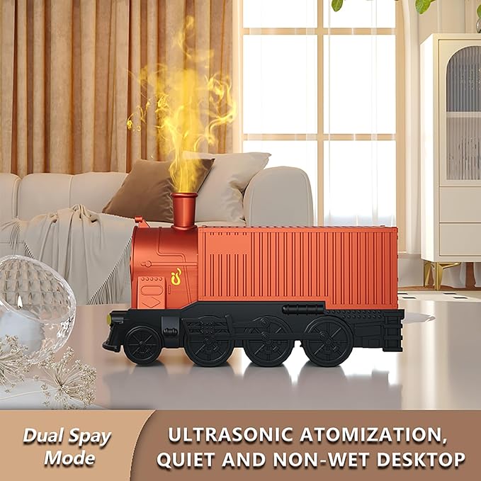 Train Essential Oil Diffuser, 300ml Train Humidifier with Remote Control for Large Room, Aromatherapy Diffuser Cool Mist Humidifier with 7 Light, 2 Mist Mode & Auto Shut-Off for Bedroom