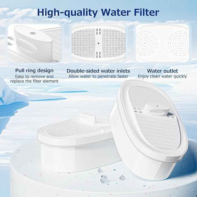 4 Pack WD-PF-01A Plus Replacement Filter for All Water-Drop Pitcher Filtration System, Compatible with Water-Drop WD-PF-01A Plus, Reduces PFOA/PFOS, Chlorine, Last Up to 3 Months or 200 Gallons, White