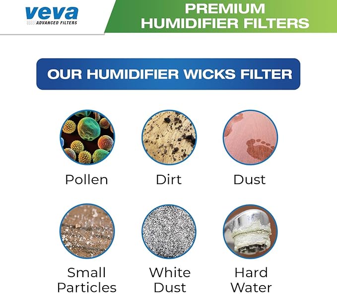 VEVA 6-Pack Premium Humidifier Filters - Replacement for HW Filter C, HC-888, HC-888N - Compatible with Cool Moisture Evaporative Humidifiers & HCM-890 Series