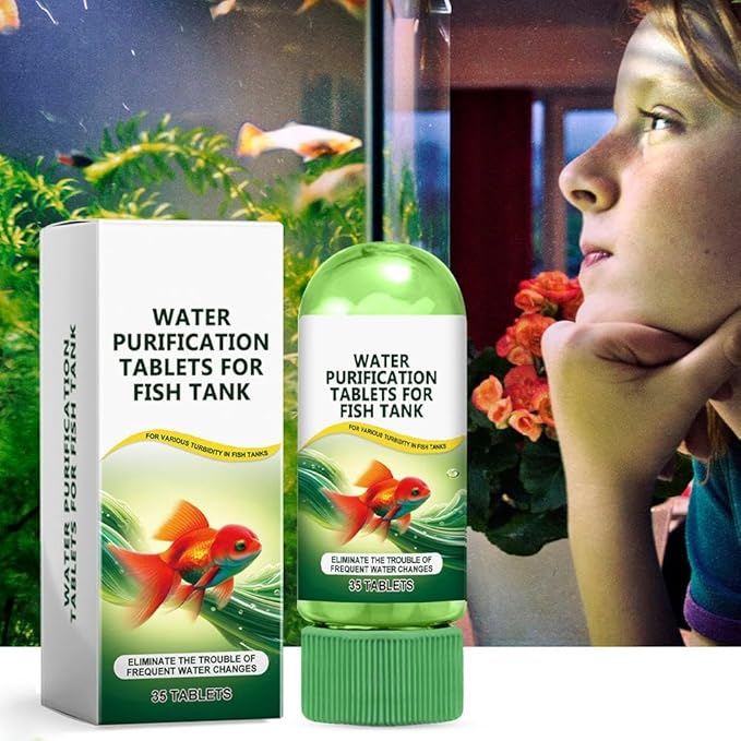 2PC Water Purification Tablets for Fish Tank,Powerful Aquarium Water Purification Tablet for Fish Tank,Efficient Clear Turbidity & Improve WaterQuality,Remove All Kinds of Turbidity from FishTankWater