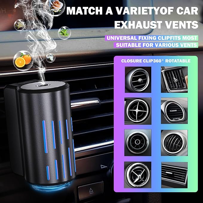 Car Air Freshener,Smart Car Air Freshener, Suitable For Car Diffusers And Home Use,Automatic On/Off,10 Scents,Car Diffusers Have 3 Adjustable Modes,Car Essential Oil Diffusers Have 20 Refill Bottles