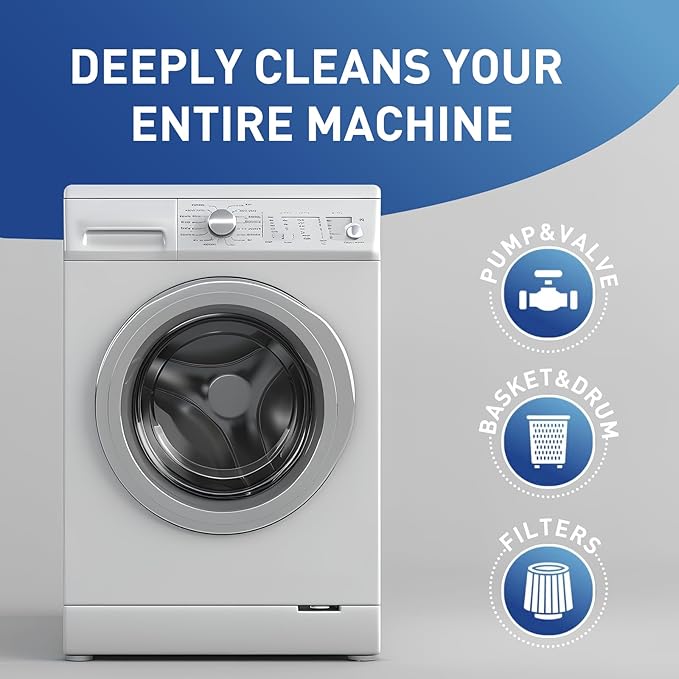 Washing Machine Cleaner Tablets 30 Pack - HE Top Load & Front Load Washer Cleaner, Eco Friendly Septic Safe, 3 Layers Deep Cleaning, Descaler & Deodorizer, 1+ Year Supply (30 Count - AquaVibe