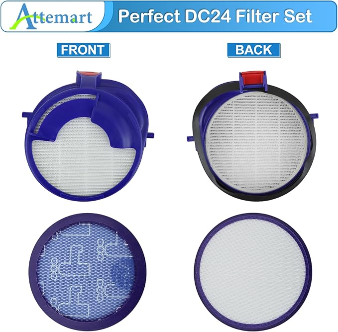 Replacement Filter Kit Compatible with Dyson DC24 Animal, DC24 Multi-Floor The Ball Filter Kit, Includes Washable and Hepa Filter, Replace Part 919777-02 and 915928-12 - AquaVibe